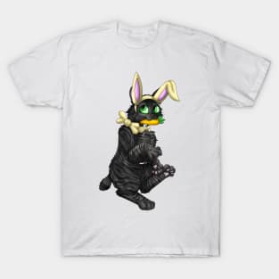 Bobtail BunnyCat: Black Tabby (Yellow) T-Shirt